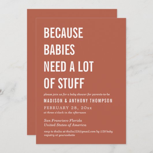 モダン男女兼用シンプルデザート 招待状 (正面/裏面)