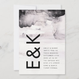 モダン男女兼用ブラック結婚インク 招待状