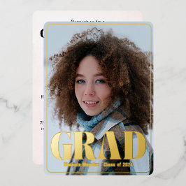 モダン発表と卒業パーティー招待状 箔シーズンカード