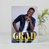 モダン発表と卒業パーティー招待状 箔シーズンカード (立ち正面)