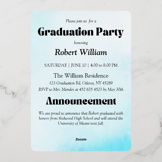 モダン発表と卒業パーティー招待状 箔シーズンカード (裏面)