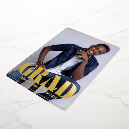 モダン発表と卒業パーティー招待状 箔シーズンカード (回転した状態)