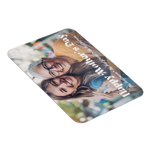 モダン白い台本の母の日の写真ミニマルシック マグネット (右側)