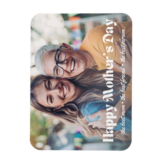 モダン白い台本の母の日の写真ミニマルシック マグネット (縦)