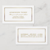 モダン白お洒落と金ゴールド、入場チケット エンクロージャーカード (正面/裏面)