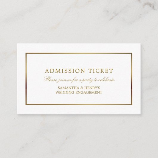 モダン白お洒落と金ゴールド、入場チケット エンクロージャーカード (正面)