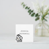 モダン白と黒のミニマルな花 スクエア名刺 (スタンド正面)