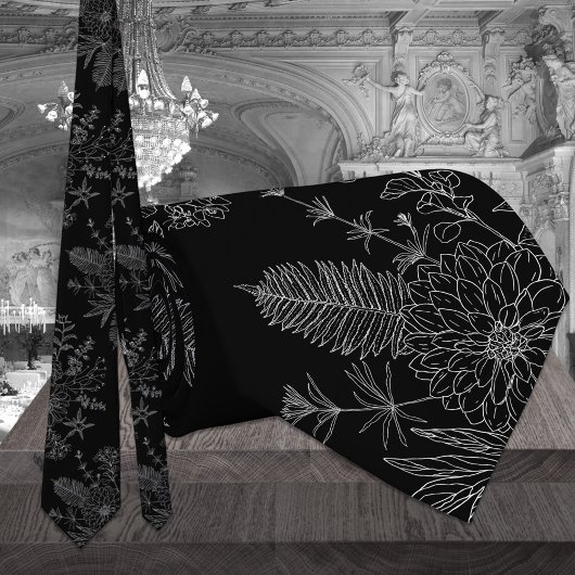 モダン白と黒の庭の結婚花 ネクタイ