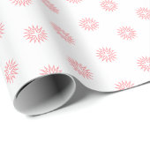 モダン白にシンプルピンクのクリスマススターズ ラッピングペーパー (ロールコーナー)