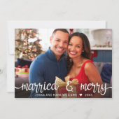 モダン白のスクリプ結婚したトとメリー写真 シーズンカード (正面)