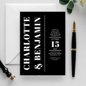 モダン白はっきりしたと黒結婚の 招待状