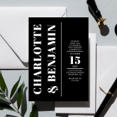 モダン白はっきりしたと黒結婚の 招待状