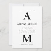 モダン白はっきりした黒タイポグラフィ結婚ズ 招待状 (正面)