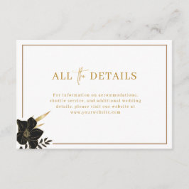 モダン白エレガントと金ゴールドの結婚詳細 エンクロージャーカード