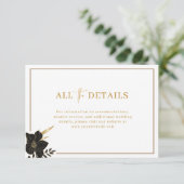 モダン白エレガントと金ゴールドの結婚詳細 エンクロージャーカード (スタンド正面)