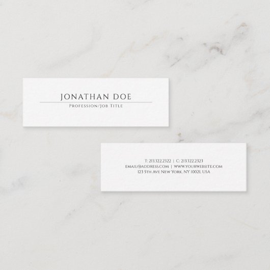 モダン白エレガントシンプルデザイントレンディーテンプレート スキニー名刺 (正面/裏面)