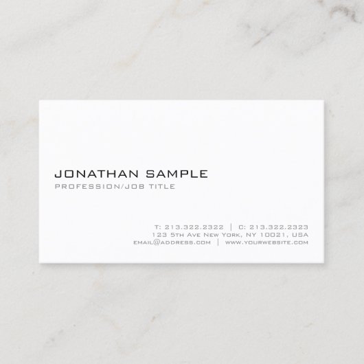 モダン白エレガントミニマル面 名刺 (正面)