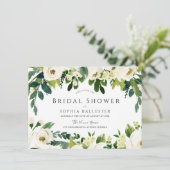 モダン白エレガント花ブライダルシャワー 招待状 (スタンド正面)