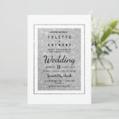 モダン白エレガント銀グリッター結婚ズ 招待状 (スタンド正面)