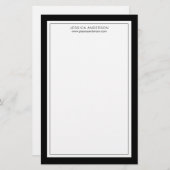 モダン白エレガント黒パーソナライズされた 便箋 (正面/裏面)