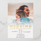 モダン白グラデーションシンプル2枚の写真結婚2 箔招待状 (正面)