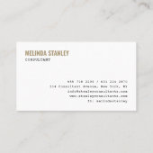 モダン白シック金ゴールドホイルエレガントカラーブロック 名刺 (裏面)