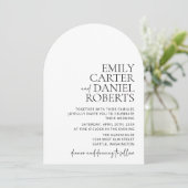 モダン白シンプルと黒のアーチ 招待状 (スタンド正面)