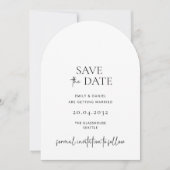 モダン白シンプルと黒の日付を保存 招待状 (正面)