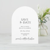 モダン白シンプルと黒の日付を保存 招待状 (スタンド正面)