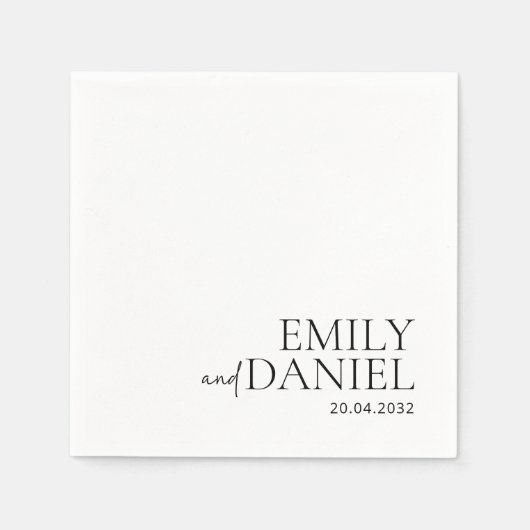 モダン白シンプルと黒 スタンダードカクテルナプキン (正面)