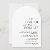 モダン白シンプルと黒，披露宴 招待状 (正面)