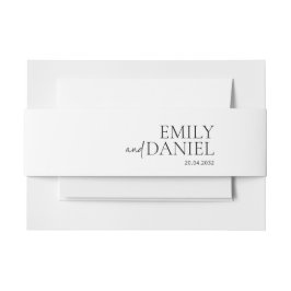 モダン白シンプルと黒 招待状ベリーバンド