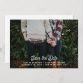 モダン白シンプル文字タイポグラフィ結婚の セーブザデート (正面/裏面)