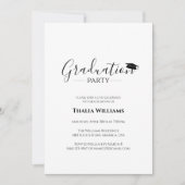 モダン白シンプル黒の卒業パーティー 招待状 (正面)