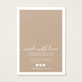 モダン白スクリプトクラフトイヤリング表示カード (裏面)