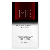 モダン白スタイリッシュモノグラムの マグネット名刺 (正面縦)