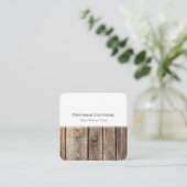 モダン白ストライプ木材インテリアエレガント スクエア名刺 (スタンド正面)