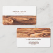 モダン白ストライプ木材インテリアエレガント 名刺 (正面/裏面)