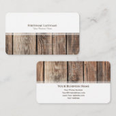 モダン白ストライプ木材インテリアエレガント 名刺 (正面/裏面)