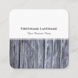 モダン白ストライプ色木材インテリア スクエア名刺