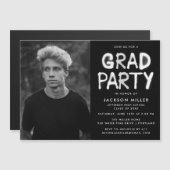 モダン白スプレー絵を描写真卒業パーティー マグネット招待状 (正面/裏面)