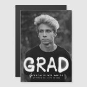 モダン白スプレー絵を描写真卒業 マグネット招待状 (正面/裏面)