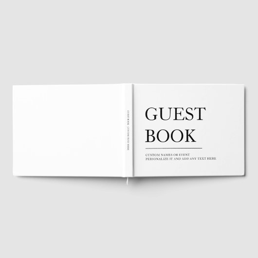 モダン白パーソナライズされた結婚の ゲストブック (全面)