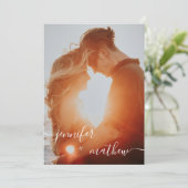 モダン白ミニマル結婚ラリスト 招待状 (スタンド正面)