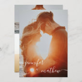 モダン白ミニマル結婚ラリスト 招待状 (正面/裏面)