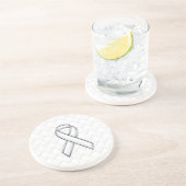 モダン白リボン認識度オン市松模様にプリント コースター (側面)