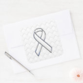 モダン白リボン認識度オン市松模様にプリント スクエアシール (封筒)