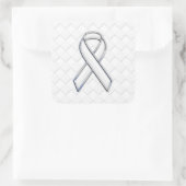 モダン白リボン認識度オン市松模様にプリント スクエアシール (バッグ)