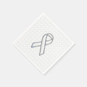 モダン白リボン認識度オン市松模様にプリント スタンダードカクテルナプキン (角)