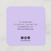 モダン白大理石と紫爪、 ネイル スクエア名刺 (裏面)